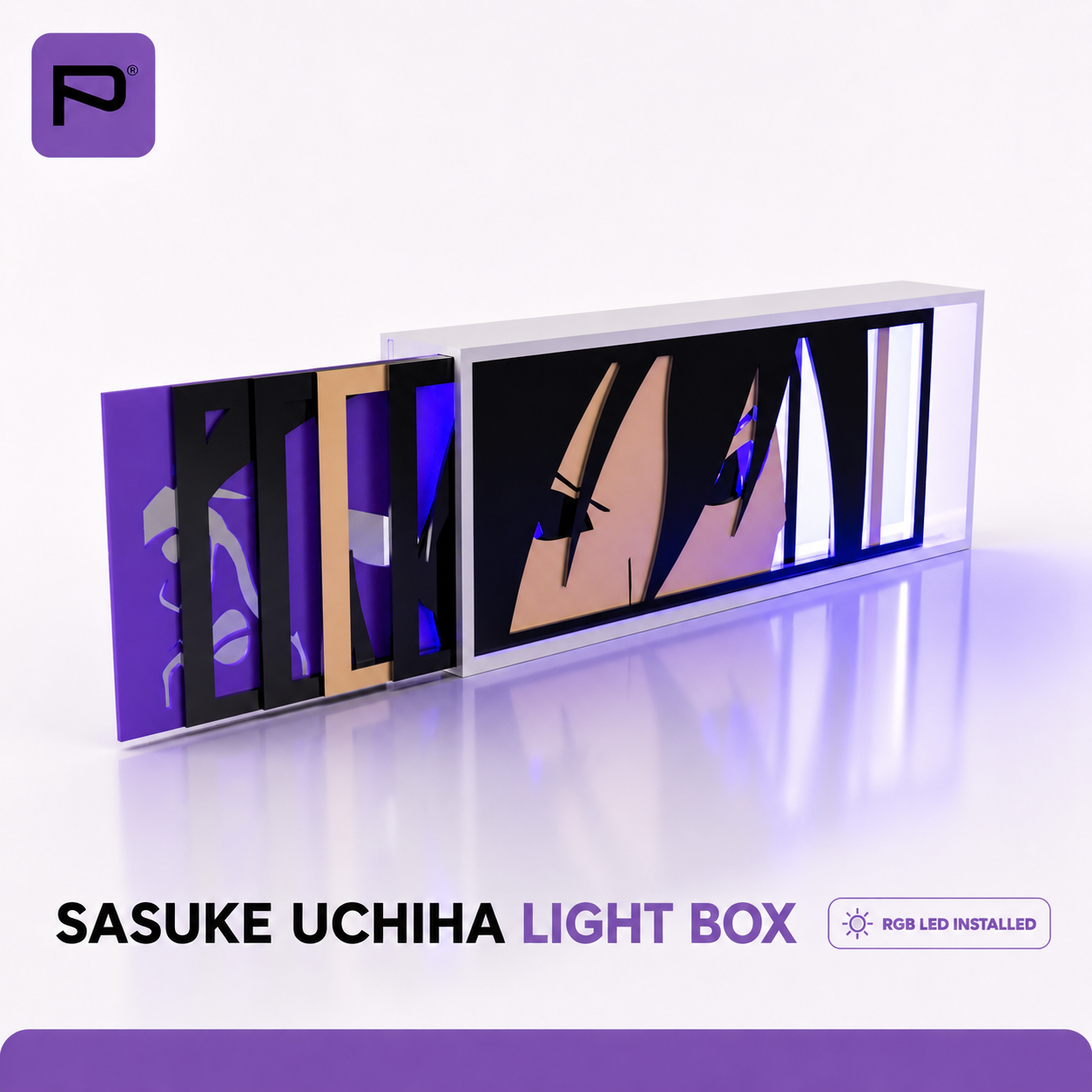 SASUKE UCHIHA LIGHT BOX – 3D Printed Anime LED Decor 3